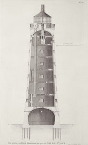 Eddystone Lighthouse indgraveret af John Record (fl.1768-80), 1781